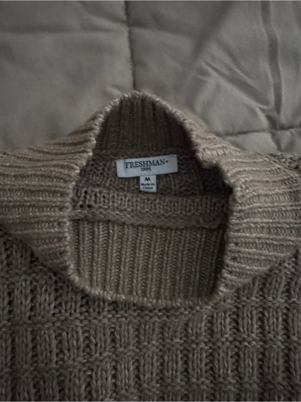 Freshman Cream Waffle-Knit Mock Neck Sweater